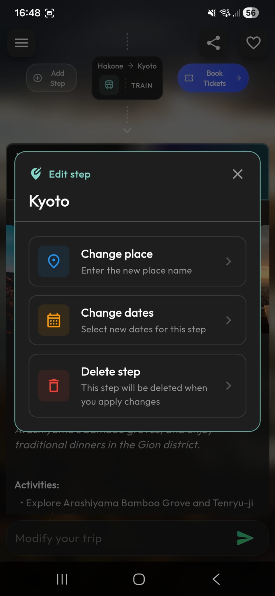 Planner screen