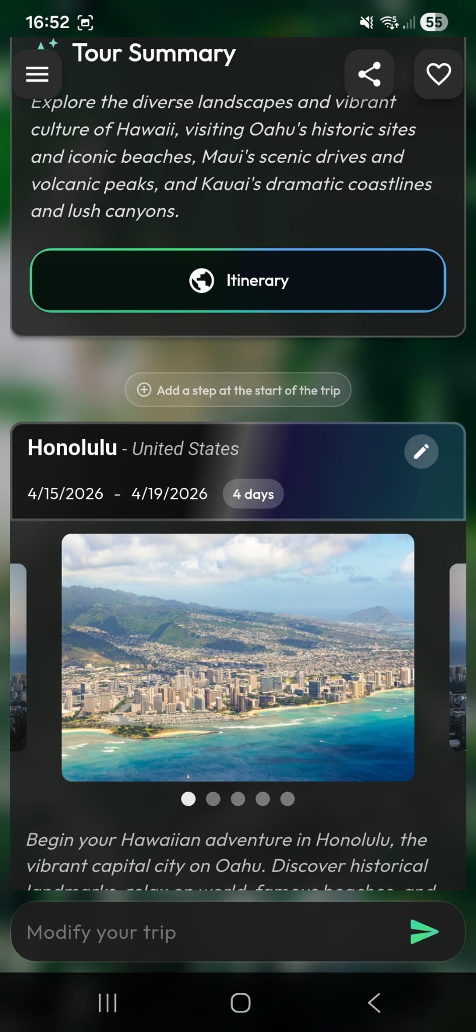 Timeline screen