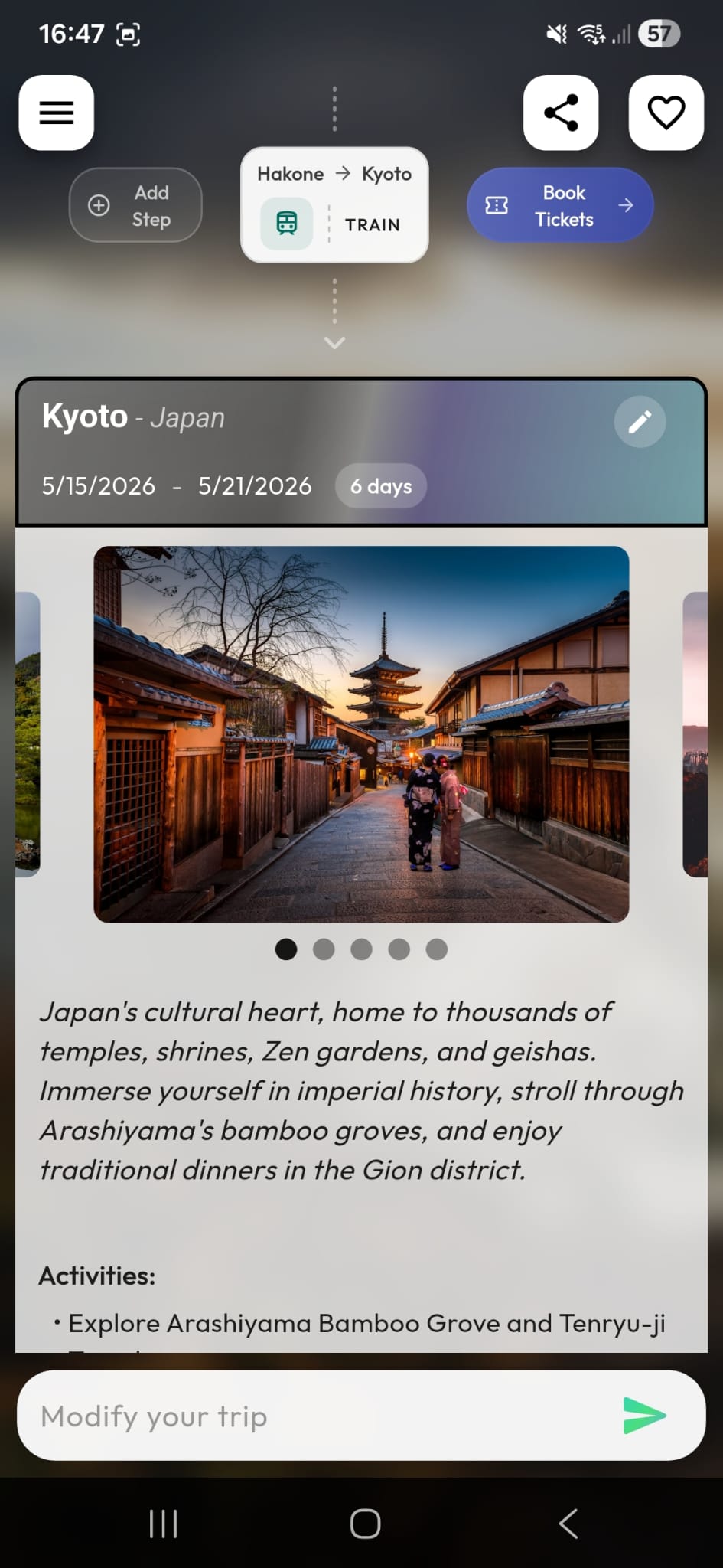 Timeline screen
